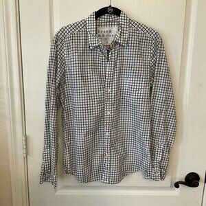 Frank & Eileen Barry Tailored Button Up Shirt Black White Check Medium Cotton